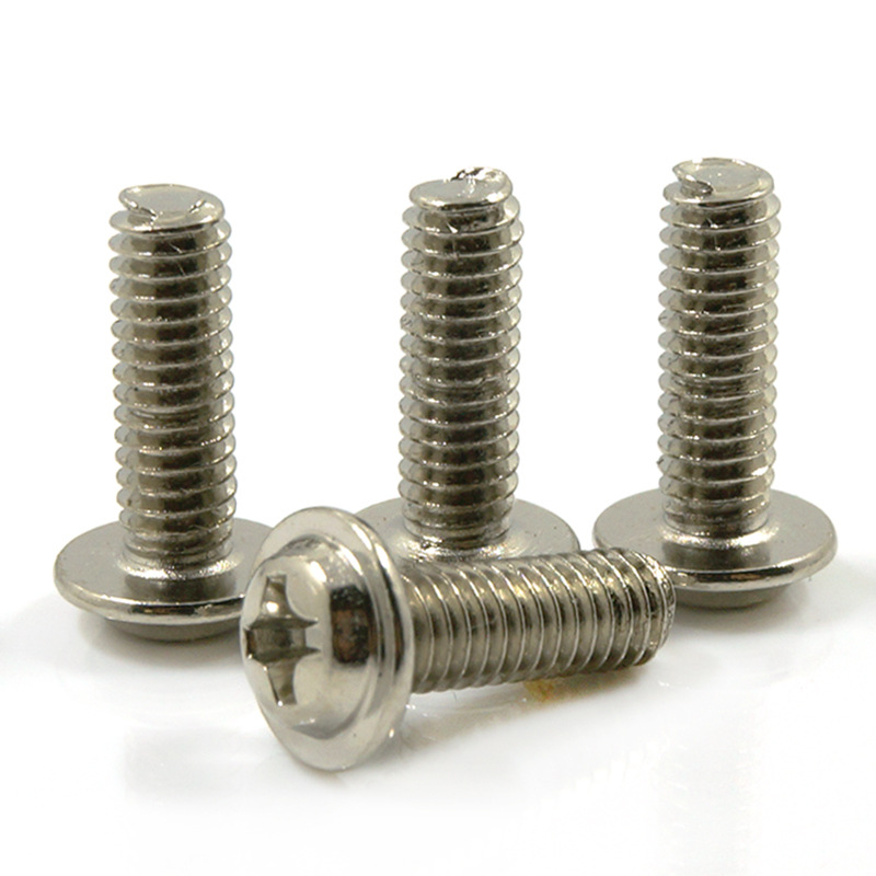 PWM镀镍圆头带介螺丝  小螺丝 机牙M2.5带垫螺钉