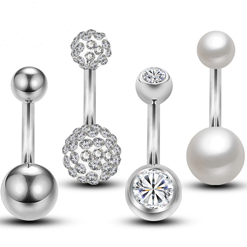 Combination Set Stainless Steel Zircon Belly Button Nail Belly Button Ring Piercing Jewelry display picture 2