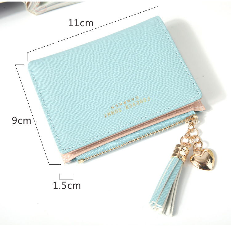 Nueva Cartera Para Mujer Hengshang Estilo Coreano Corto Moda Vertical Cruz Patrón Borla Cremallera Monedero Una Pieza Dropshipping display picture 16