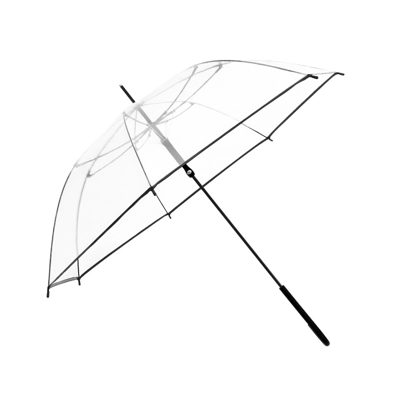 现货一件代发日系 网红透明雨伞晴雨两用加厚加大号自动长柄白色