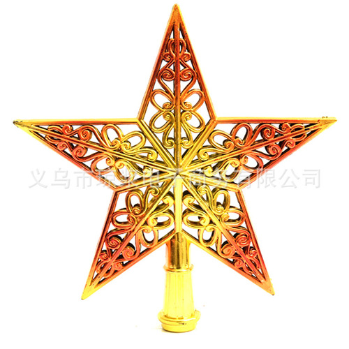 热销5色圣诞树顶星镂空五星塑料配件五角星挂件装饰用品 厂家直销