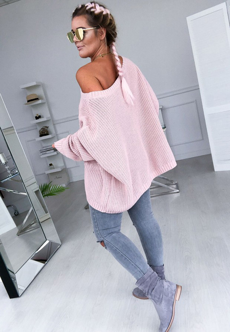 new casual loose solid color long-sleeved sweater  NSLK11369