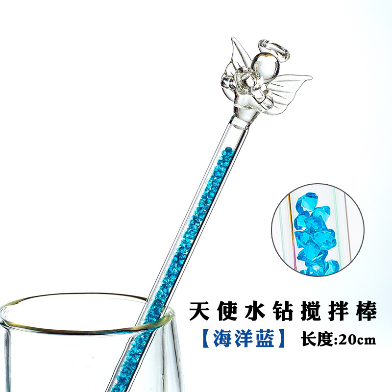 Entrega de una sola pieza de vidrio Ángel varilla de agitación café leche en polvo leche té bebida taza de jugo varilla de agitación ventas directas de fábrica