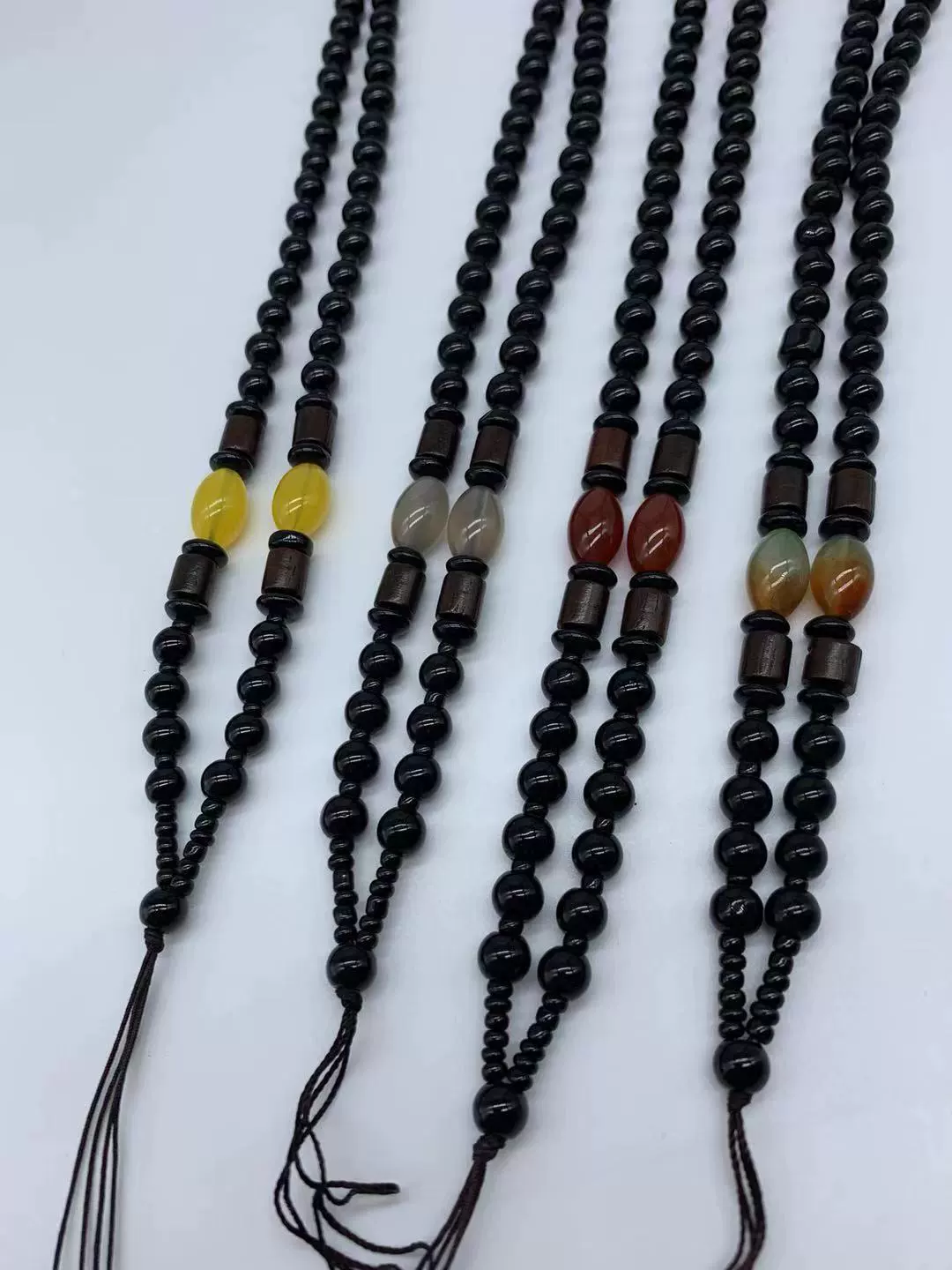 Длинные Агатовые рисовые бусины и сандаловое дерево 4 цвета черные бусины Агатовая веревка различные подвески с ручной работой DIY ожерелье на шею веревка