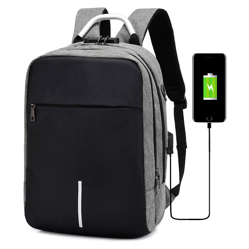 Venta al por mayor de los hombres anti-robo mochila USB bolsa de ordenador portátil de negocios mochila casual impreso LOGO entrega