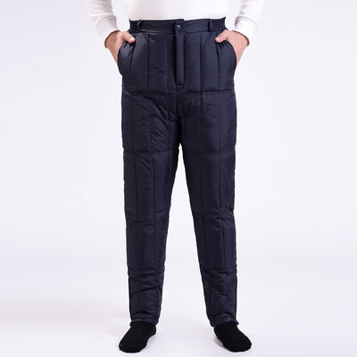 冬季中老年羽绒裤男高腰保暖老人羽绒棉裤加厚大码宽松爸爸长裤子|ms