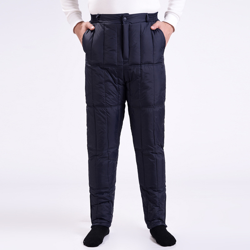 冬季中老年羽绒裤男高腰保暖老人羽绒棉裤加厚大码宽松爸爸长裤子|ms