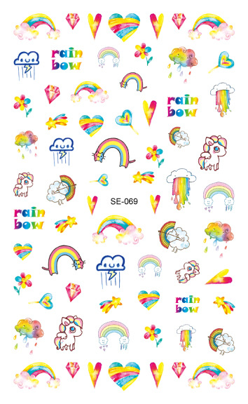 Ricarong nuevos niños pegatinas de uñas pegatinas completas dibujos animados originales unicornio uñas pegatinas lindas pegatinas de uñas