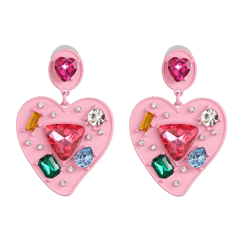 Fashion Heart Diamond Alloy Other Earrings Ear Studs display picture 8