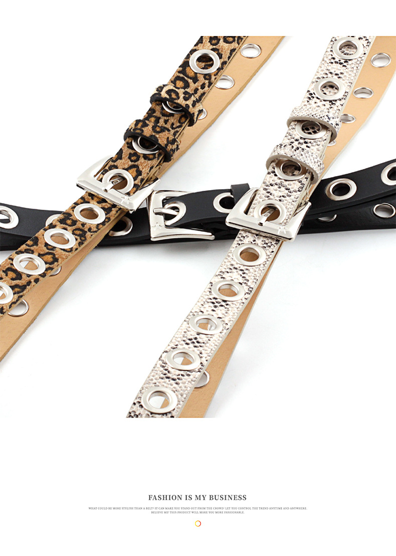 Fashion Rock Ring Chain Air Eye Belt Women Punk Style Leopard Snake Snake Eyelet Pants Belt Wholesale display picture 1