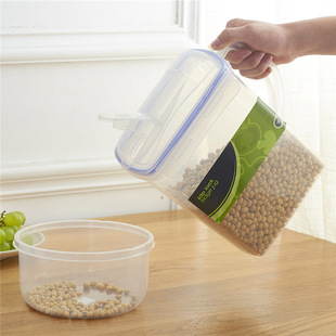 Пищевого пластик PP печать Бочкообразное зерновое зерно хранение Ведро орех сохранение коробка кухня ремни корпус обрабатывать 3.8L