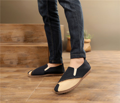 2024 old Beijing handmade cloth shoes color social beanie shoes men's spirited boy color contrasting literary retro hemp shoes