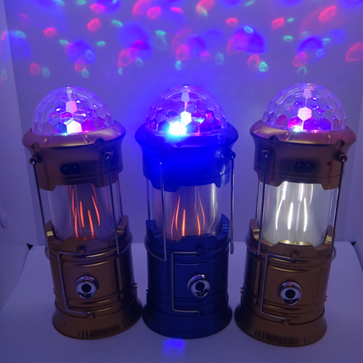 Manufactor Direct selling square dance Colorful Stage Lights charge Flashlight Camping tent Flame lamp Camping Lantern