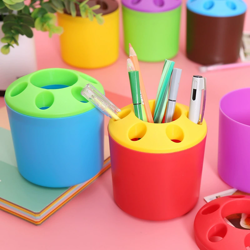 Южная Корея канцелярские товары оптом круглый многофункциональный держатель для ручек цветной пластиковый Настольный держатель для ручек креативная культура офисные принадлежности
