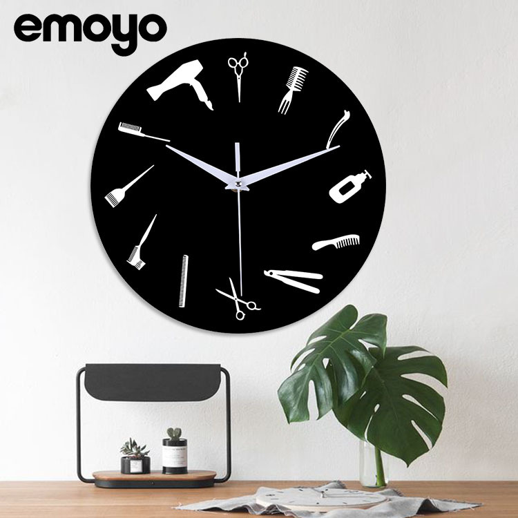 Acrílico mudo reloj decorativo dormitorio sala de estar herramientas de corte de pelo 12 pulgadas creativo personalidad simple reloj de pared
