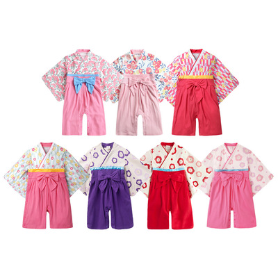 19 spring and autumn baby Long sleeve one-piece garment Climbing clothes solar system classic Female models kimono Japanese kimono 37301