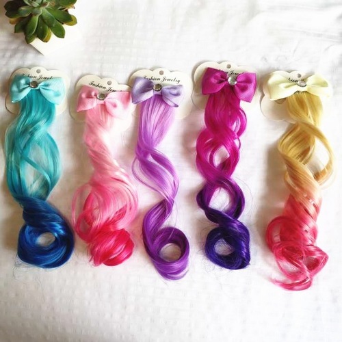 3pcs baby kids stage performance cosplay hair wig  ponytail hair latin jazz dance braid bowknot curly hair hairpin girls perform wig for children