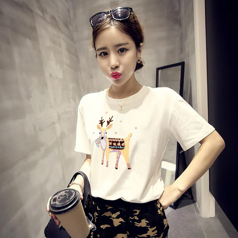 9.7包邮2019夏季韩版新款短袖T恤女宽松圆领女式上衣女装一件代发|ru