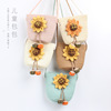Children's straw summer wallet, small bag strap with zipper, Korean style