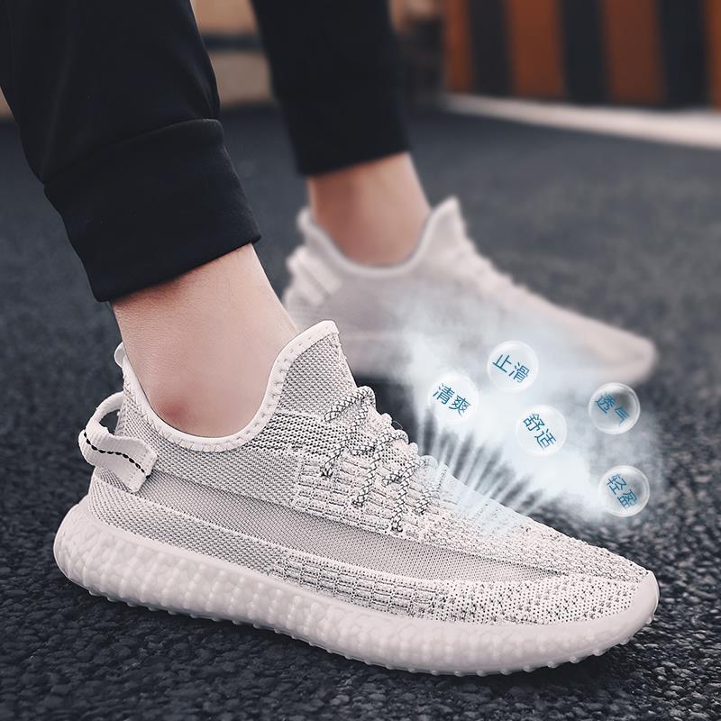 2019新款天使爆款反光椰子飞织果冻底透气运动鞋男批发代发