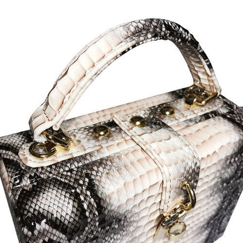 Concave python print leather women's bag European and American style box handbag foreign trade shoulder crossbody PU bag dropshipping