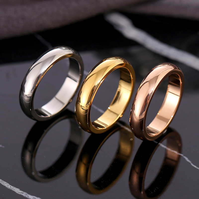 Simple Style Round Titanium Steel Plating Rings 1 Piece display picture 3