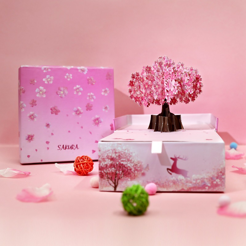 母亲节樱花立体礼品包装盒少女心精美创意送男女朋友手提礼盒批发