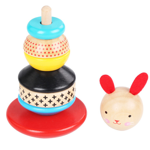 Wooden cute rabbit tumbler early education children's enlightenment education training hand-eye coordination concentration educational toy