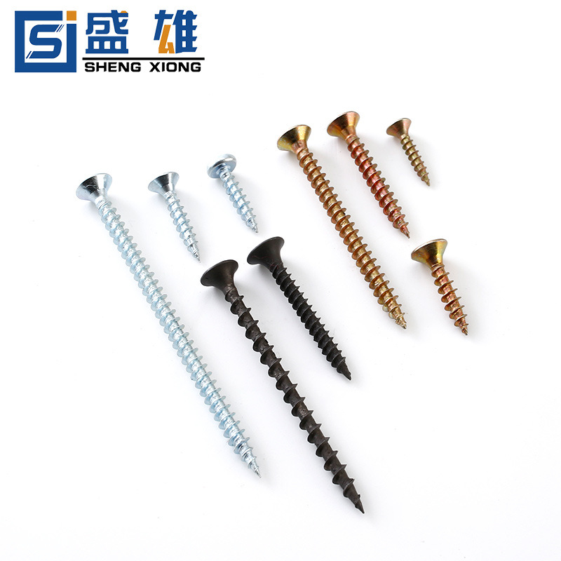 廠家直銷米字沈頭纖維板釘 家具彩鋅木螺釘自攻螺絲纖維板螺釘