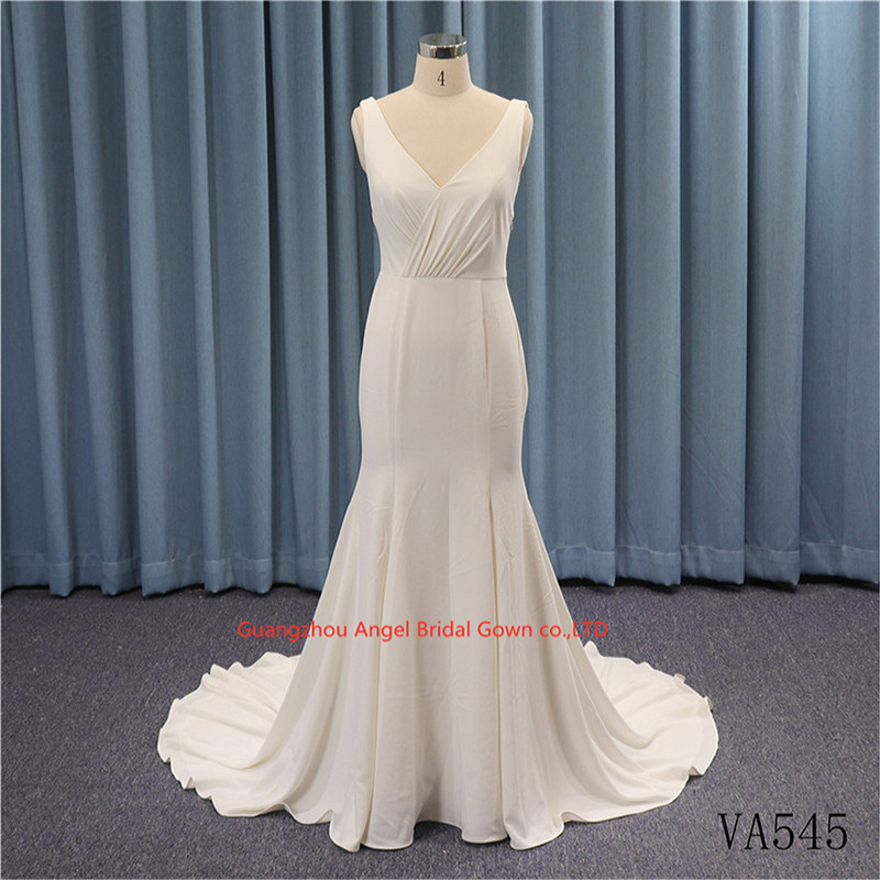 ANGELAG Fashion Simple Slim Slim Look Sexy Fishtail Skirt Chiffon Satin Style Adjustable Wedding Dress