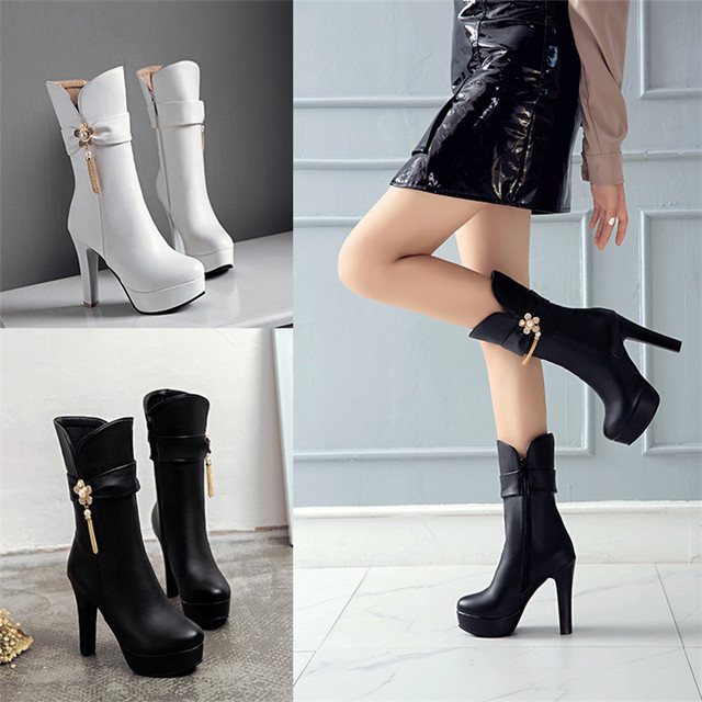 Thick heels， high heels， short boots，autumn and winter new round head