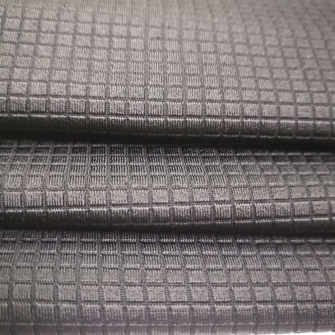 产地货源针织布料批发小方格莱卡布锦纶四面弹力拉架运动紧身服