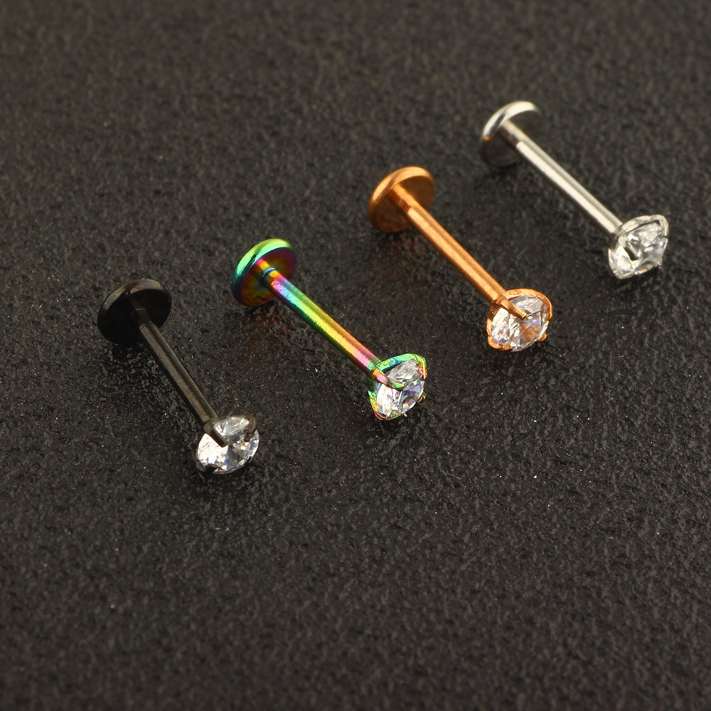 Fashion Rhombus Stainless Steel Inlay Ear Studs 1 Piece