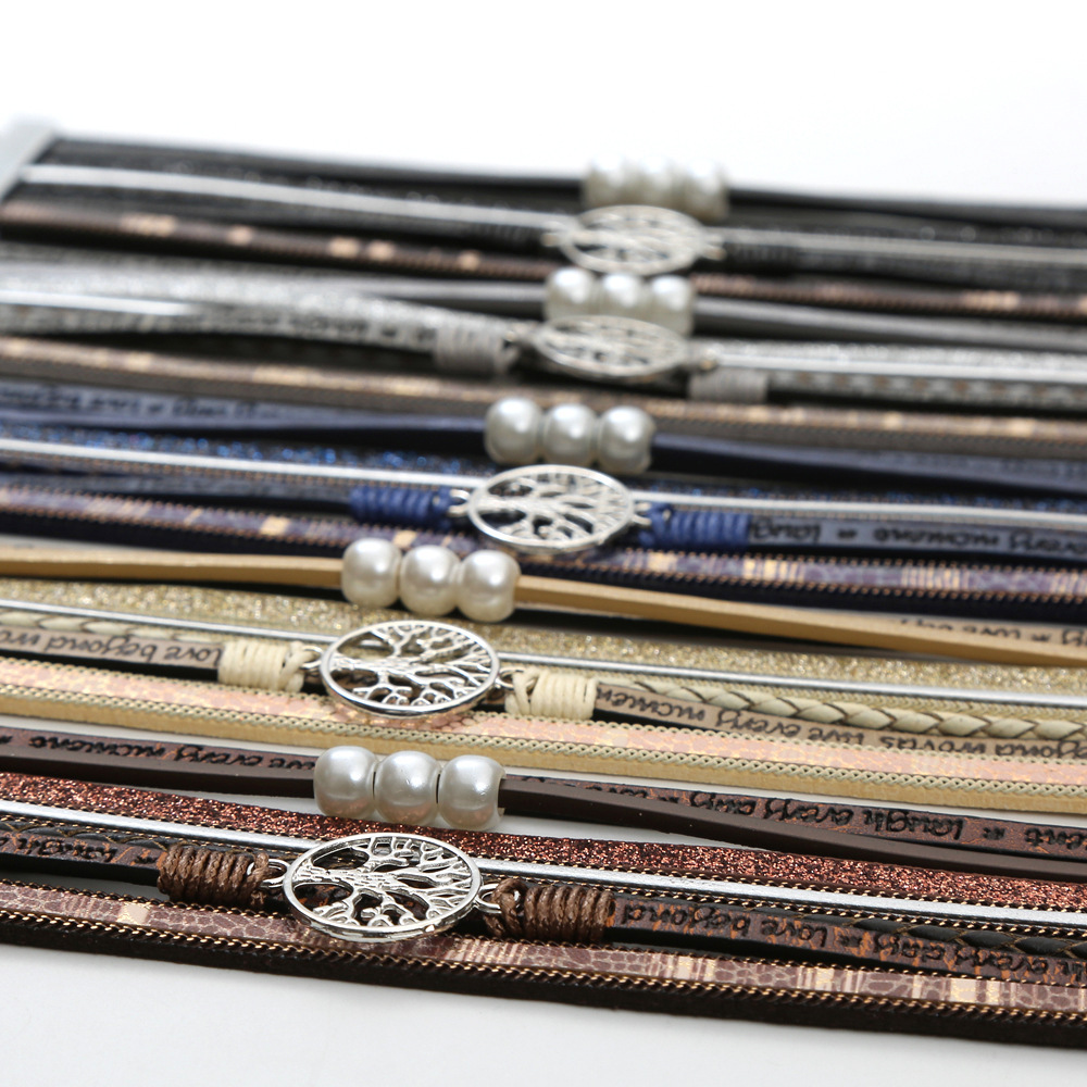 Damen Perlen Armband Mit Magnetverschluss Aus Leder_voghion.com