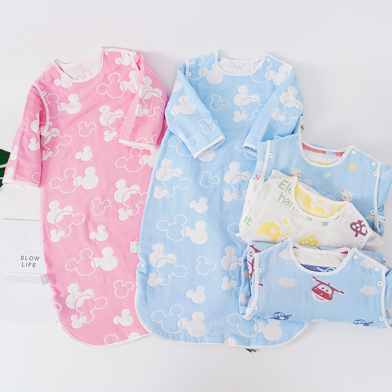 纯棉宝宝睡袋婴儿秋冬卡通儿童防踢被子拉链睡袋母婴用品可拆袖