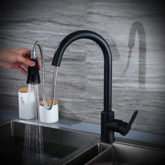 Black kitchen pull-out faucet European chrome full copper washbasin antique sink laundry pool hot and cold faucet