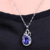 Sapphire pendant, necklace, stone inlay, zirconium, Korean style, 18 carat