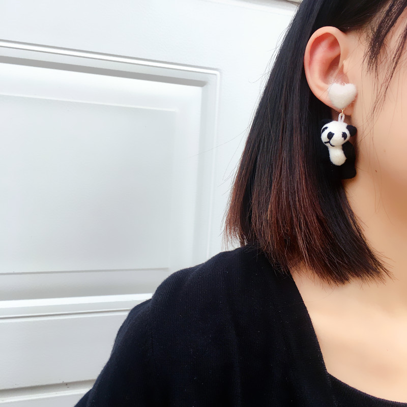 1 Pair Quantity Daily Occasion 1 Pair Cute Animal Hairball Bear Plush Women'S Drop Earrings Earrings