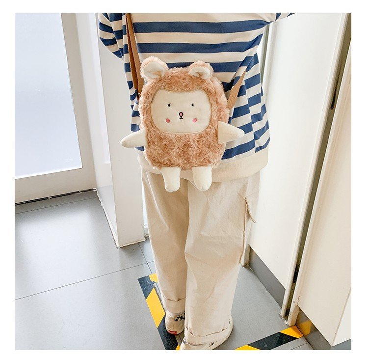 Teddy Soft Cute Little Sheep Shoulder Bag Cute Cartoon Girl Mobile Phone Bag display picture 5