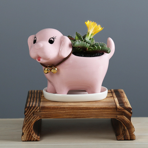 European simple cartoon puppy succulent flowerpot ceramic creative gardening desktop plant container home decoration ornaments