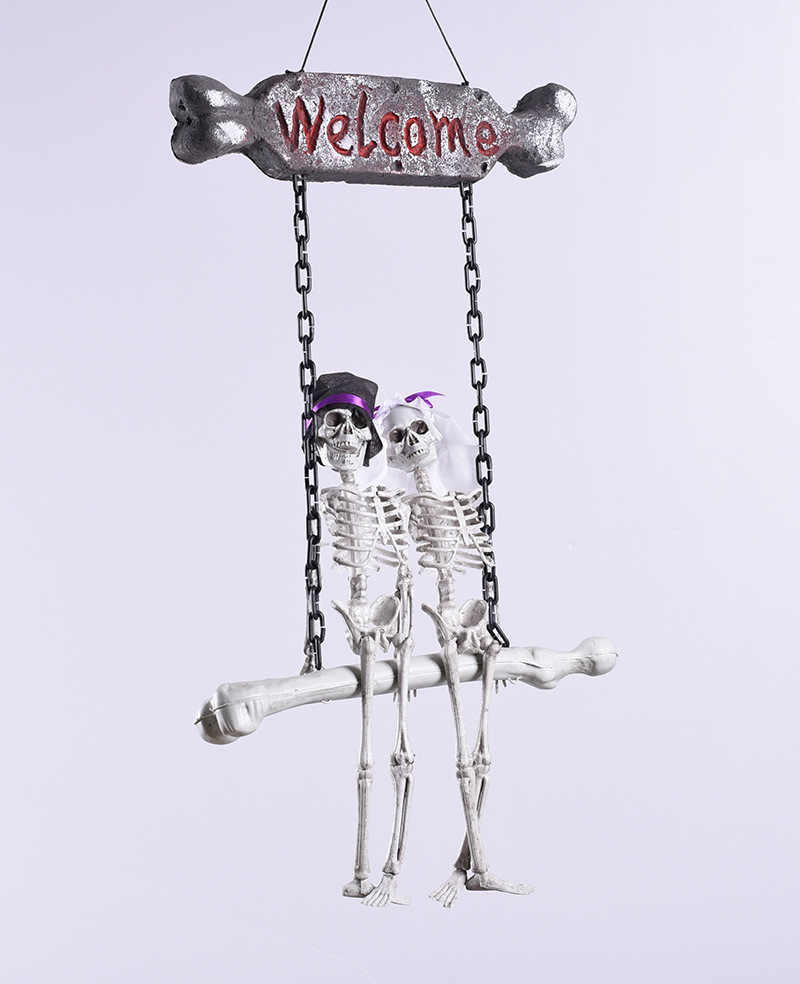 Halloween props novio novia cráneo puerta colgante Secret Room Bar casa hechizada diseño Bienvenido horror Decoración