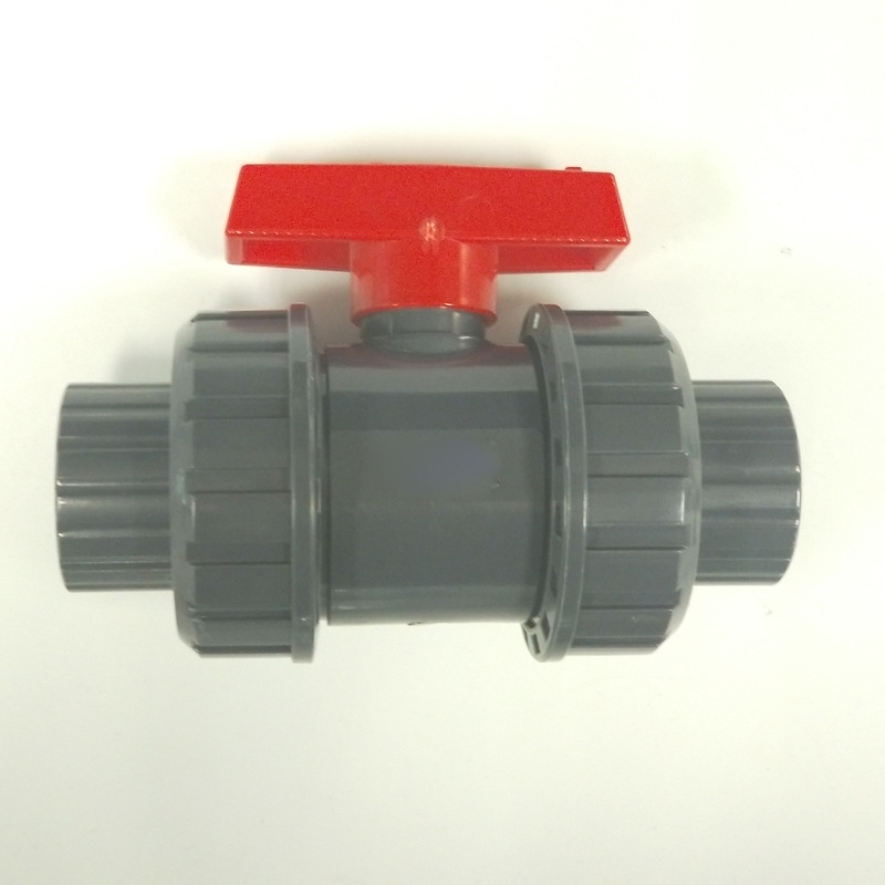 外贸南美中东 双活接pvc球阀  阀门黑色体 红手柄