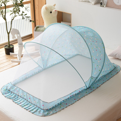 婴儿床蚊帐儿童宝宝纹帐新生儿bb防蚊罩小孩蒙古包无底可折叠通用|ms