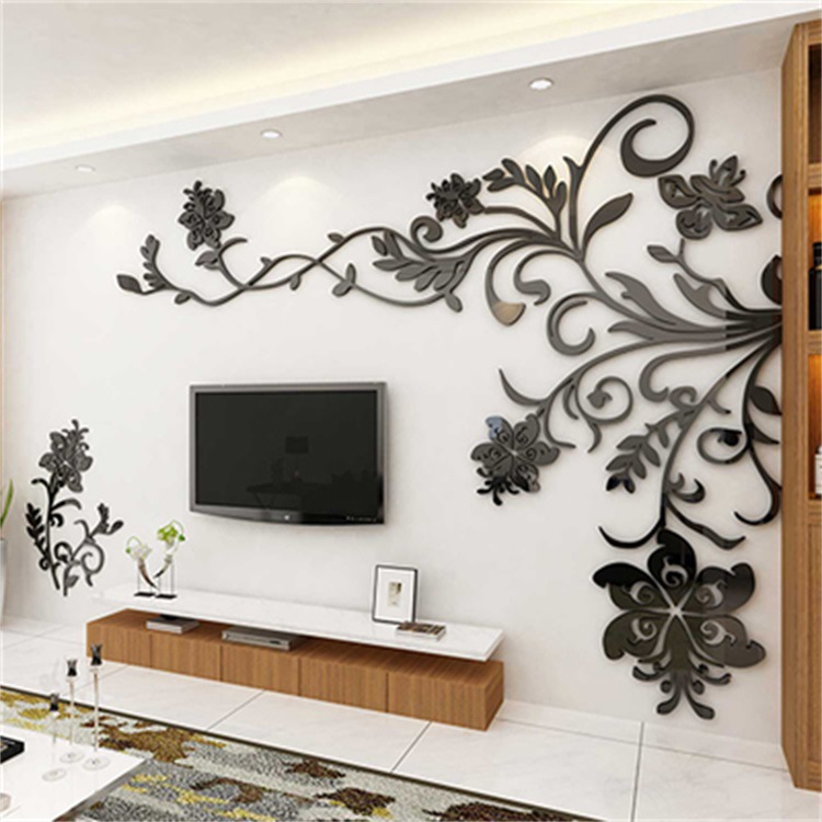 现代简约客厅沙发电视背景墙装饰亚克力3d立体墙贴创意花藤墙贴