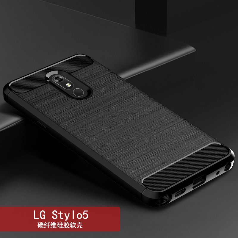 Suitable for Lg Stylo5 Mobile Phone Case, Lg Stylo7 4g Protective Case, Carbon Fiber Brushed Pattern Tpu Anti-Fall Soft Case