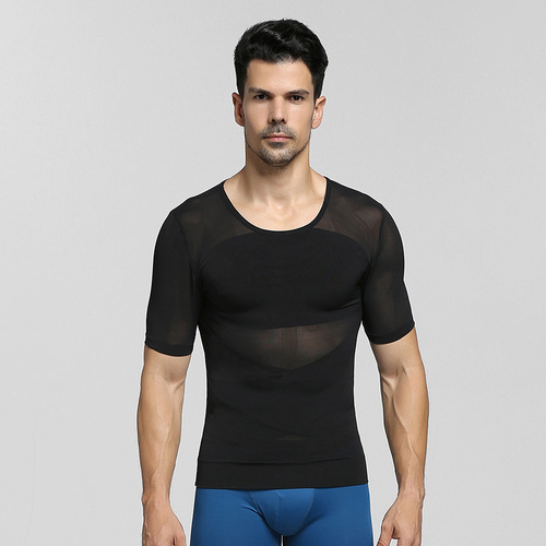 New men's shapewear to control belly, shape waist, invisible corset, short-sleeved shapewear, summer thin beer belly NY134