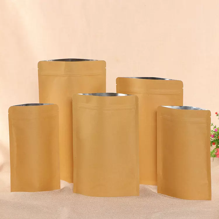 牛皮纸袋子批发防潮密封袋休闲食品包装袋磨砂加厚茶叶自立自封袋