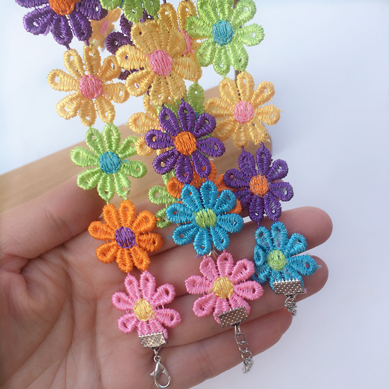 5g Weight Cloth Pendant Material Choker Classification Iron Chain Material cable chain Chain Type 1 Piece Quantity Holiday, Daily Occasion Cloth, Iron Material Flower Pattern Women'S Gender Cute Style Cute Flower Cloth Iron Cable Chain Choker Wholesale 1