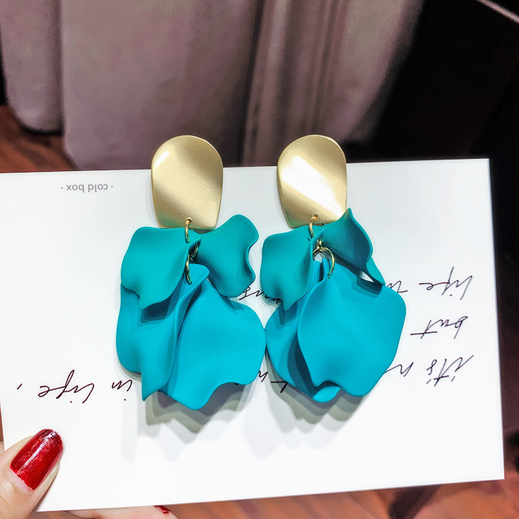 Women'S Gender Inlaid Gold Design Fashion Style Korean Fashion Geometric Rose Flower Exaggerated Long Alloy Earrings