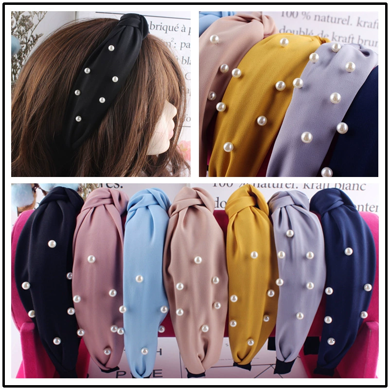 М multicoloured headband with bow, hair accessory from pearl, Korean style